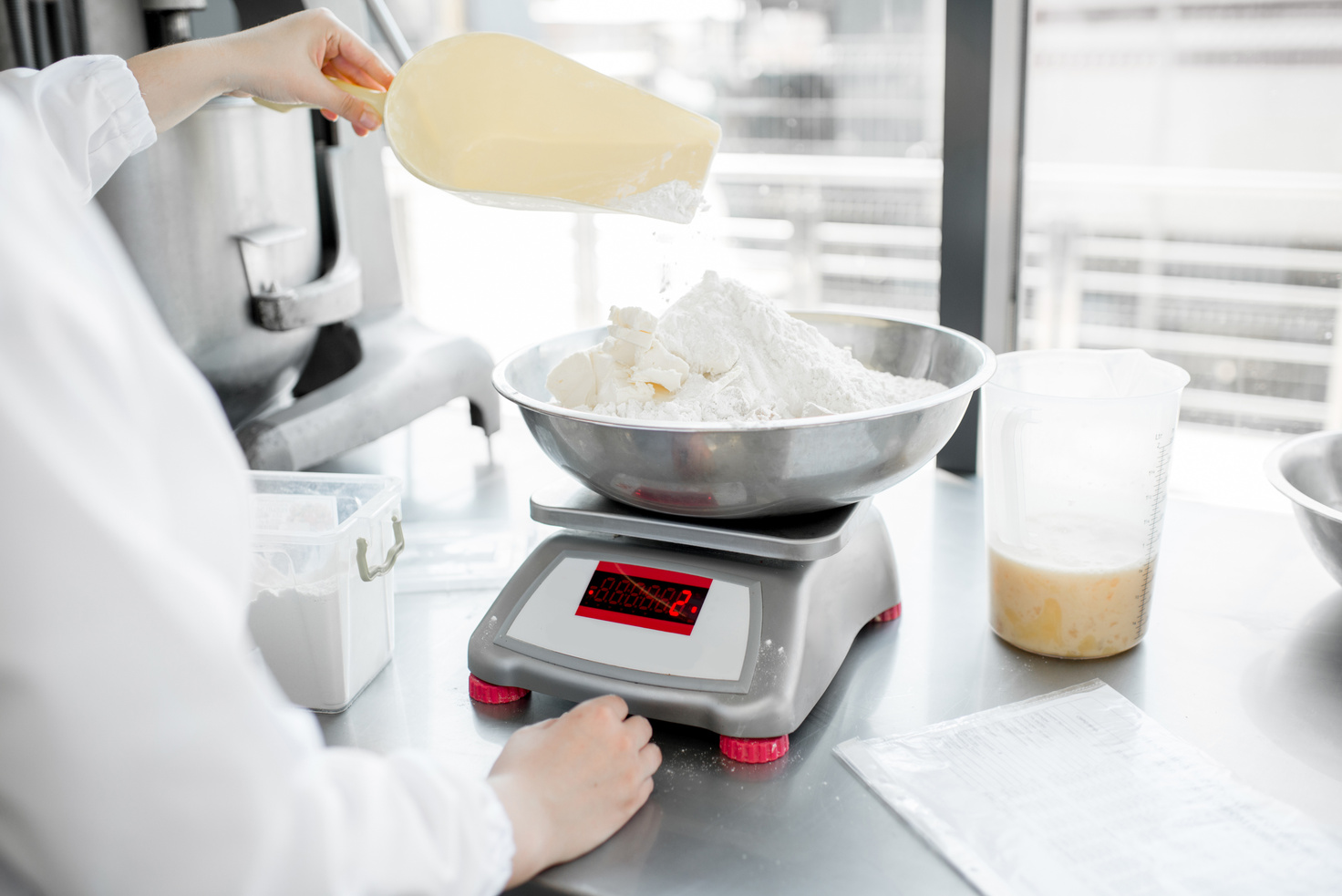 Weighing Flour for Baking 